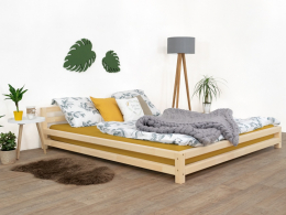 Dvoulůžková postel 200x200 přírodní barva dřeva