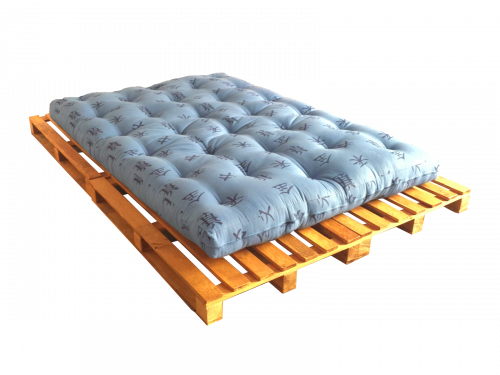 Dvojlůžko paletová postel na matraci 140x200 cm (velikost palet 160x240 cm)