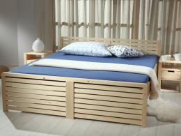 Zvýšená manželská postel Thomas přírodní